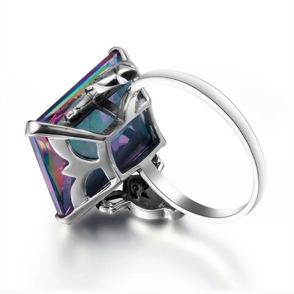 4.3CT PRINCESS CUT MYSTIC TOPAZ RING - Picture 7 of 12